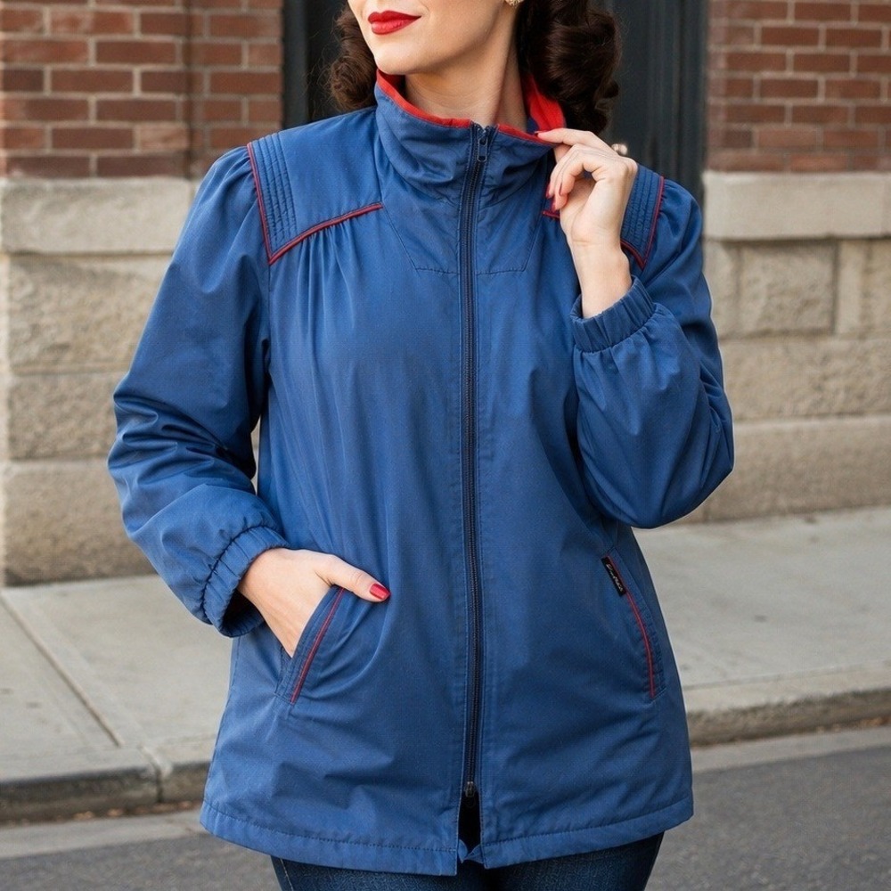 Vintage‎ Milano Western Jacket Women S Blue Red Ranch Cowgirl Prairie Retro Coat